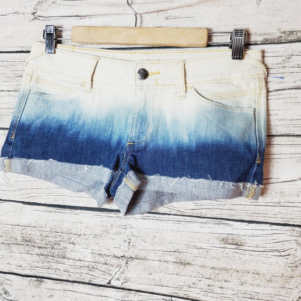 Princess Vera Wang Dip Dyed Cuffed Denim Blue Jean Shorts Size 5